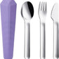 DEVICO Travel Utensils with Case, Reusable Camping Silverware Cutlery, 18/8 Stainless Steel Portable Fork Spoon Knife Set for Lunch Picnic School Workplace (Purple)