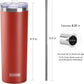 koodee Coffee Tumbler 20 oz Stainless Steel Double Wall Vacuum Insulated Skinny Tumbler with Lid and Straw, Beach Cup for Women and Girls(Canyon Red)