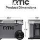 RTIC 52 Quart Ultra-Light Wheeled Hard Cooler Insulated Portable Ice Chest Box for Beach, Drink, Beverage, Camping, Picnic, Fishing, Boat, Barbecue, 30% Lighter Than Rotomolded Coolers
