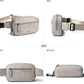 2L Fanny Packs Everywhere Belt Bag Small Fashion Crossbody Waist Pack Faux Leather Waterproof Sling Chest Bag For Women Trendy Grey