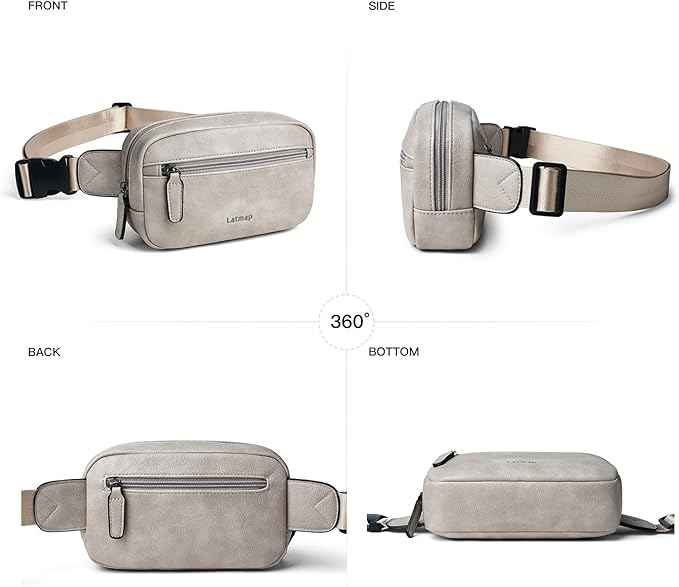 2L Fanny Packs Everywhere Belt Bag Small Fashion Crossbody Waist Pack Faux Leather Waterproof Sling Chest Bag For Women Trendy Grey