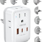 Universal Travel Adapter Kit, VINTAR PD 35W International Power Adapter with 4 AC 3 USB Ports(2 USB C), Type A,B,C,D,E/F,G,I,M Swap Adapt Attachments, Travel Adapter Worldwide for Europe/Africa/AUS