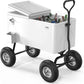 VINGLI 80 Quart Wagon Rolling Cooler Ice Chest, w/Long Handle and 10" Wheels, Portable Beach Patio Party Bar Cold Drink Beverage, Outdoor Park Cart on Wheels