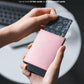 VULKIT Pop up Card Holder Minimalist Credit Card Holder RFID Blocking Slim Metal Card Case for Men or Women(Rose Gold)