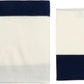 Jet&Bo Luxurious Cashmere Merino Blend Travel Blanket, Airplane-Ready in Packable Pouch, Soft, Lightweight and Breathable (White and Navy)