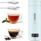 Portable Electric Kettle for Travel, Small Hot Water Kettle with NTC Temperature Control and Auto Shut-Off, 316 Stainless Steel, Blue 120V & 15oz