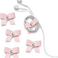 SenseAGE 5 Pack Cord Organizer, Bow Cord Keeper, Cable Organizer USB Holder, Leather Cable Management, Cable Straps, Earphone Winder, Storage Straps for Electronics, Earbuds, Small, Pink