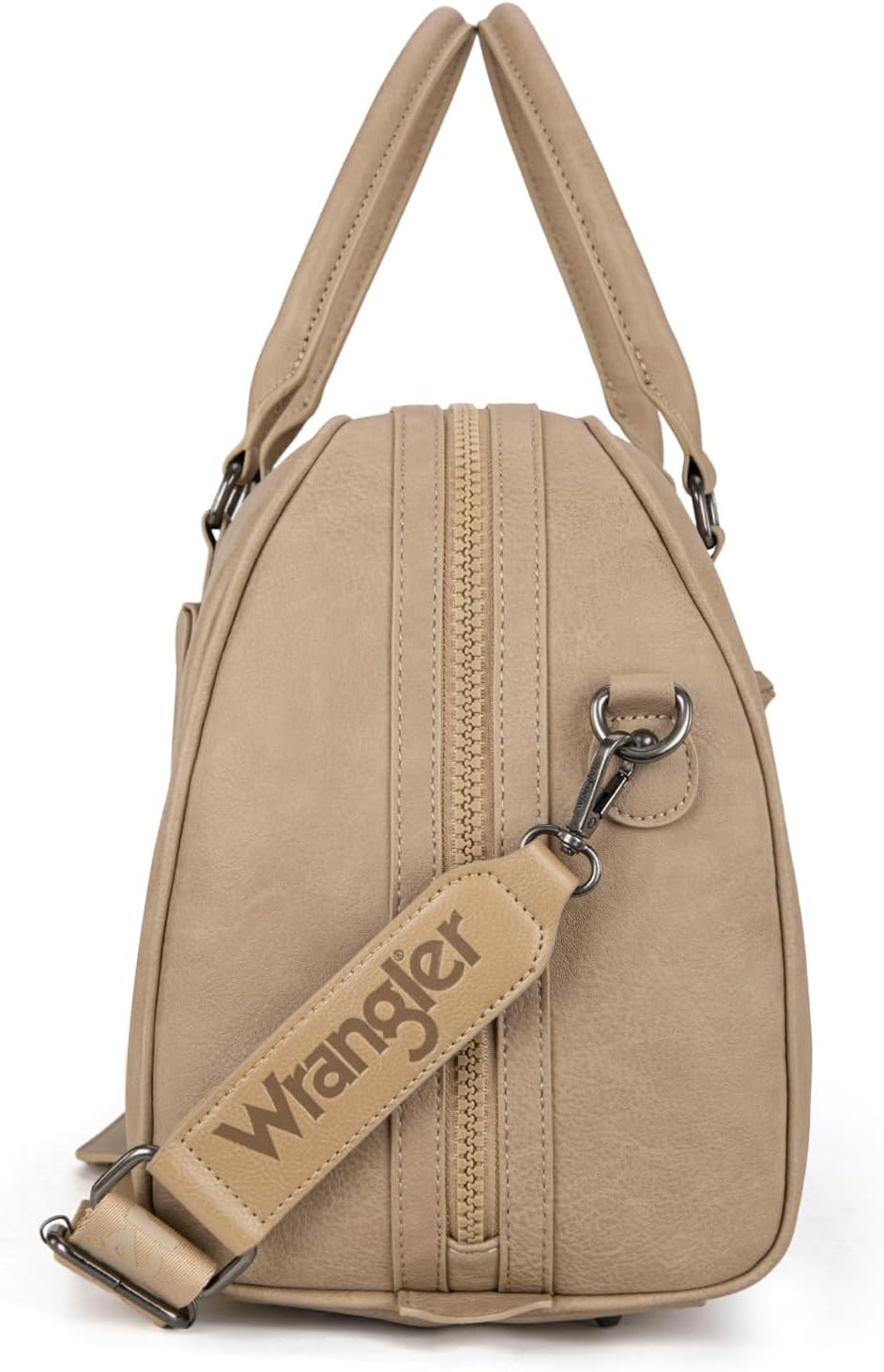 Wrangler Travel Duffel Bag Large Weekender Bag for Women Designer Carry on Overnight Bag for Trips Leather Luggage Bag Khaki - Roamly