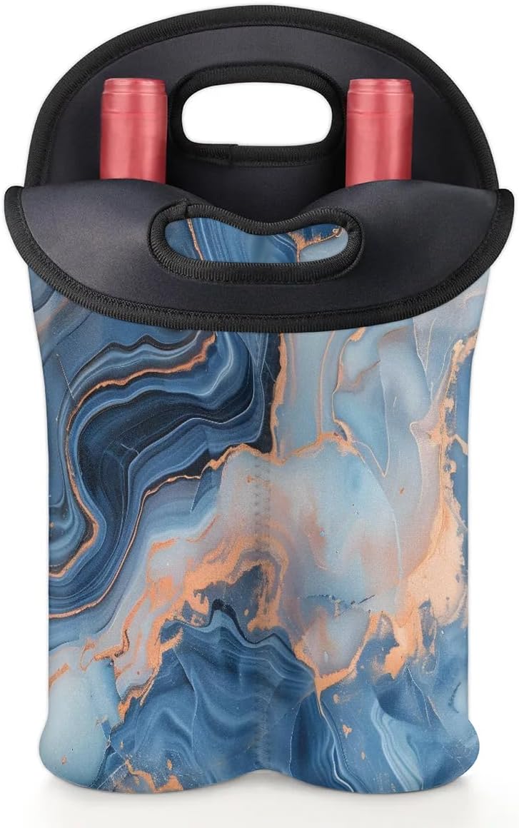 Wine Carrier Tote Personalized Bag for 2 Bottles - Neoprene Wine Bottle Holder with Carry Handle, Wine Protective Bag Insulated Bag Beer Cans Water Bottle Holder for Travel Picnic,Style24