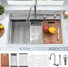 33 Inch Drop In Waterfall Kitchen Sink Workstation-Bokaiya 33x19 Drop In Kitchen Sink with Faucet Combo Stainless Steel Waterfall Sink Top Mount 16 Gauge 10" Deep Single Bowl Kitchen Sinks