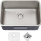 KRAUS Dex 25-inch Undermount 16 Gauge Stainless Steel Single Bowl Kitchen Sink, KA1US25B