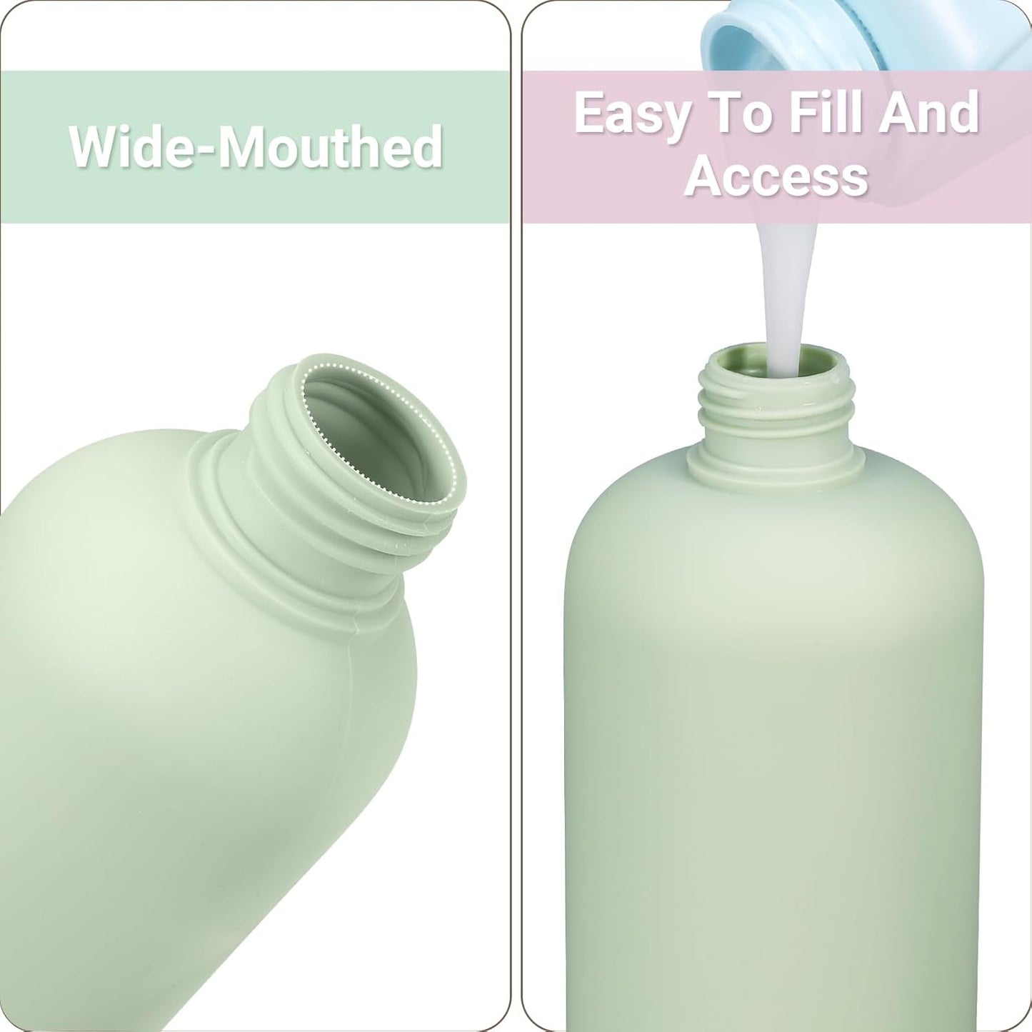 ASEVAT 6.7oz 4Pcs Green Plastic Refillable Travel Shampoo and Conditioner Bottles Plastic Refillable Travel Shampoo Bottles with Flip Cap Shampoo and Conditioner Dispenser
