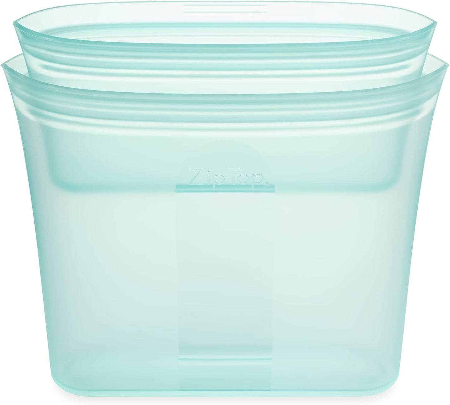 Zip Top Reusable Food Storage Bags | 2 Bag Set [Teal] | Silicone Meal Prep Container | Microwave, Dishwasher and Freezer Safe | Made in the USA