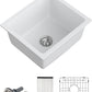 Dcolora 18 Inch Undermount Small Bar Sink Single Bowl Kitchen Sink White Granite Composite Wet Bar Sinks 18"W×16"D×9"H,DC-GUW002