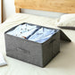 ANMINY 3PCS Storage Bins with Zipper Lids 51.9 Qt Lidded Fabric Storage Boxes Baskets Cubes with Handles Collapsible Washable Cotton Linen Closet Shelf Clothes Organizer - Gray, Extra Large