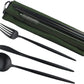 Gugrida Reusable Travel Utensils, 7 Piece Portable 304 Stainless Steel including Knife Fork Spoon Chopsticks Cleaning Brush Straws Portable Pouch, Eco-friendly Camping Silverware Set, Dishwasher Safe