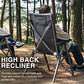 Padded Camping Chair 4 Positon Adjustable Recliner Grey