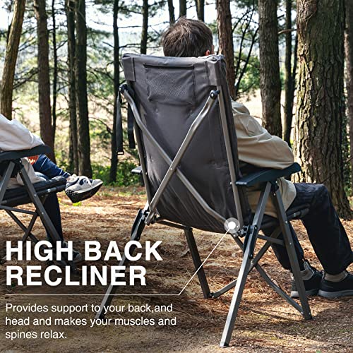 Padded Camping Chair 4 Positon Adjustable Recliner Grey