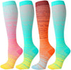 Kickticks 4 Pairs Compression Socks for Woman & Man Unisex 20-30mmHg Knee high Plus Size Wide Calves for Flying Running…