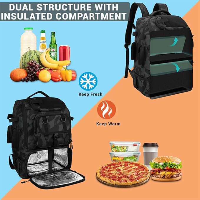 Fishing Backpack with Rod Holders,40L Large Water-resistant Fishing Tackle Bag with Cooler,Tackle Box Backpack