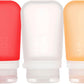 humangear GoToob+ 3-Pack (Medium) | Refillable Silicone Travel Bottle | Locking Lid | Food-Safe Material, Clear/Red/Orange, Medium (2.5 fl.oz.; 74ml)