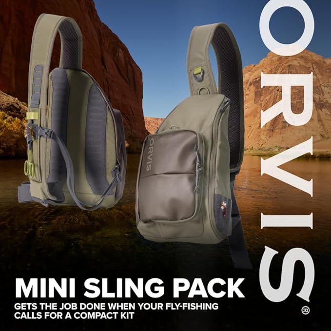 Orvis Mini Sling Pack (26B2) Shoulder Strap Tackle Backpack - Fly Fishing Tool Bag of 100% Recycled ECO CORDURA Fabric With TPU Coating, 5-Liter Capacity and Internal Features, Dusty Olive - One Size