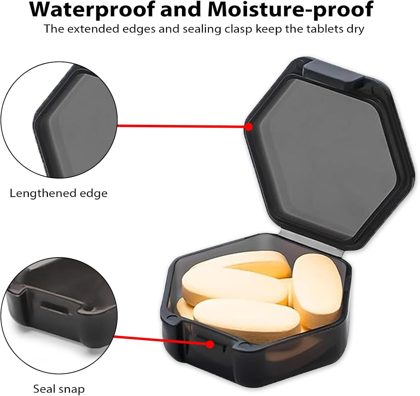Small Pill Case Travel Pill Box Cute Pill Organizer for Purse Portable Daily Medicine Organizer 1 Compartment Pill Holder for Vitamins, Fish Oil, Supplements