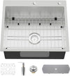 Stainless Steel Drop In Kitchen And Bar Sink - 25x22 Inch Single Bowl Topmount Bar Sink Come With SS Grid,Silicon Mat,Drain Strainer Set
