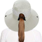 Rosoz Ponytail Sun Bucket Hats for Women UV Protection Foldable Mesh Wide Brim Hiking Beach Fishing Summer Safari