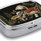 Metal 2 Compartment Pill Organizer Travel Friendly Portable Compact Pill Box Cute Pill Case to Hold Vitamins,Fish Oil,Supplements,Meds,Tablet for Purse,Pocket. (Plant)