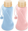 Collapsible Water Bottles 2 Pack,Leak Proof,Reuseable BPA Free Silicone Foldable Water Bottles,Durable Lightweight for Travel Gym Camping Hiking,Compact Size Portable Sports Water Bottle (Pink&Blue)