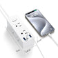 European Travel Plug Adapter, Olcorife Universal Travel Adapter for EU UK US AUS, 6 Outlets 3 USB Ports with 5ft Extension Cord, International Power Adapter for US to Europe UK AUS
