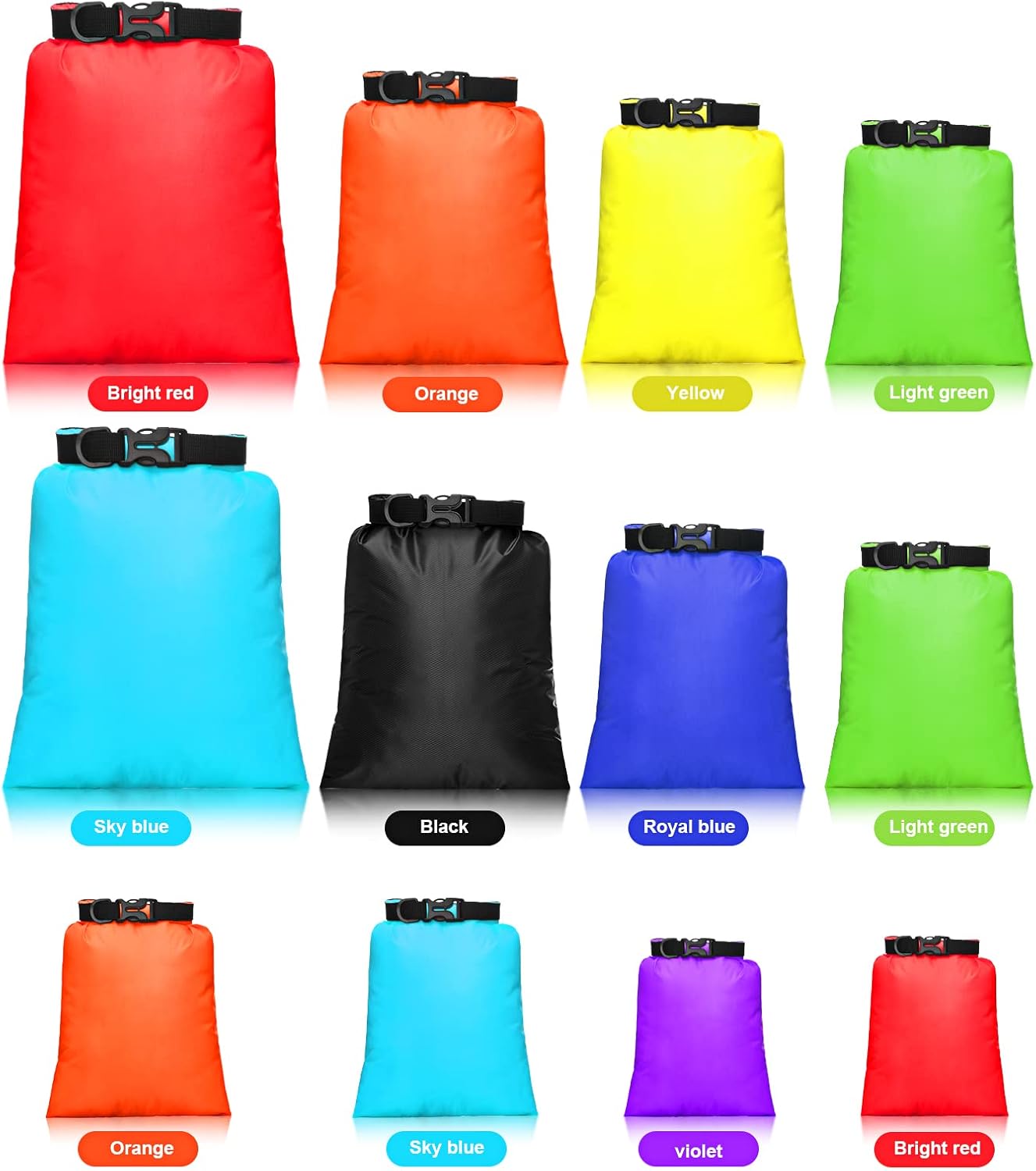 Shappy Waterproof Dry Bag Set 6 Sizes Lightweight Sacks and Long Adjustable Shoulder Strap Outdoor Water Proof Keep Gear Dry Bag Stuff Sacks for Backpacking, Boating, Hiking, Camping