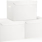 Large 17" 42 Quarts Collapsible Stackable Storage Bins with Lids [3-Pack] Foldable Fabric Linen Storage Boxes Cube, Closet Organizer Baskets with Label (16.7 x 12 x 12", White)