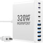 320W USB C Charger Block, 10-Port USB C Charging Station GaN III PD 65W Laptop Fast Charger Adapter for MacBook Pro/Air, DELL, iPad, iPhone, Samsung Galaxy White
