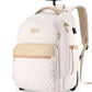 Small Rolling Backpack, Underseat Carry On Luggage With Wheels For Adults, 15.6 Inch Wheeled Backpack for Women, Travel Roller Bag, Beige