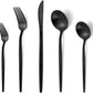 Matte Black Silverware Set, VANVRO 20-Piece Stainless Steel Flatware Set, Satin Finish tableware Cutlery Set, Service for 4, Home and Restaurant, Dishwasher Safe