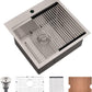 Bar Sink Drop In Workstation-Bokaiya 21x20 Small Drop In Kitchen Sink Stainless Steel Outdoor RV 16 Gauge Top Mount Single Bowl Wet Bar Sinks with Cutting Board