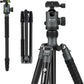 Fotopro 68" Camera Tripod for DSLR, Heavy Duty Compact Travel Tripod with Ball Head, Detachable Monopod with Quick Release Plate and Bag, Load up to 12KG/26.5lbs(Grey)