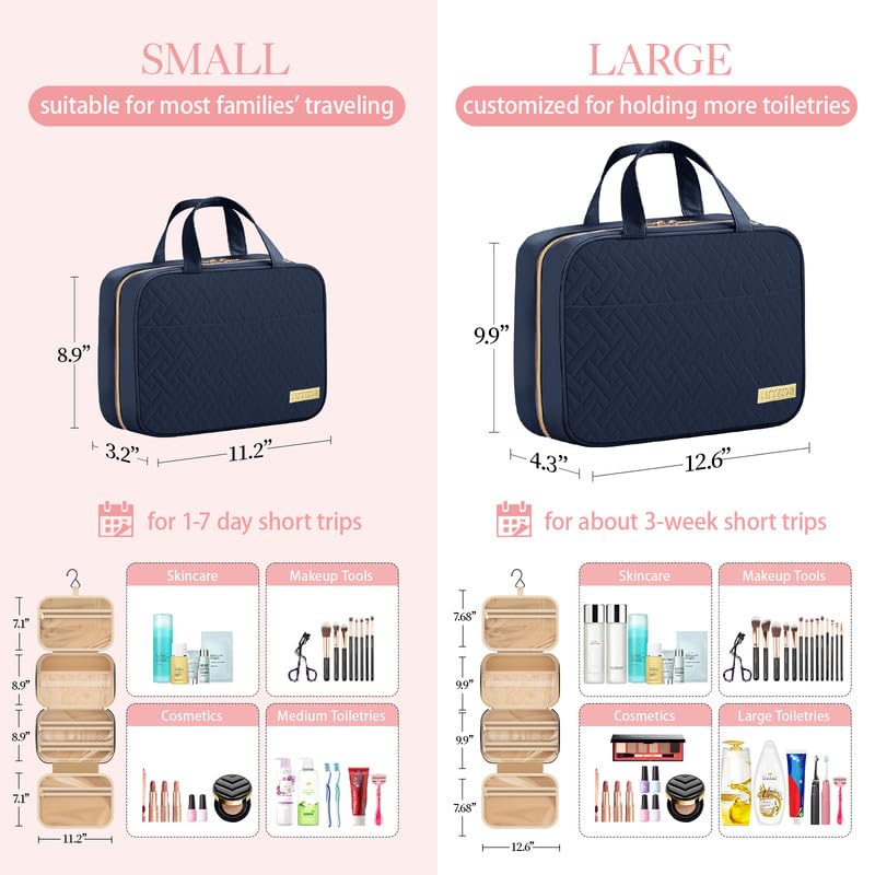 Hanging Travel Toiletry Bag Women Men Essentials Navy Blue