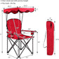 GYMAX Camping Chair, Folding Outdoor Lawn Chair with Canopy, Carry Bag & Cup Holder, Portable Heavy Duty Camp Chair for Outside Travel, Picnic, Beach Soccer Chairs (Red)
