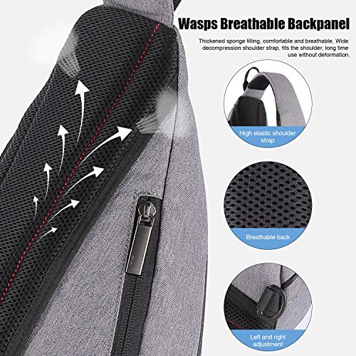 Sling Bag Men Backpack Unisex One Shoulder Bag Hiking Travel Backpack Crossbody with USB Port for Men Women Versatile Casual Daypack