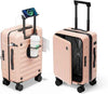 Expandable Lightweight PC Hard Shell Suitcase, 20-inch Luggage with TSA Lock, Top Opening & Cup Holder - Ideal for Business Travel Suitcase (Pink, Carry-on 20-Inch)