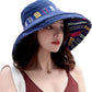 Women Wide Brim Sun Hats Metal Wired Edge Summer UV Protection Beach Fishing Hat for Hiking Garden Travel Chin Strap