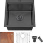 COMLLEN 17x19 Inch Black Drop in Bar Sink, 304 Stainless Steel Utility Kitchen Workstation,Gunmetal 9 Inch Deep Wet Bar Sink, RV Laundry Prep Kitchen Sinks with Dish Grid & Drain & Cutting Board