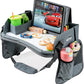 Kids Travel Tray with Dry Erase Board, Travel Tray for Kids Car Seat, Carseat Table Trays for Toddler, Kid Activity Desk for Air Travel, No-Drop Tablet Holder & Borders (All Grey)