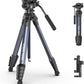 ULANZI Ombra Video Ⅱ Camera Tripod with Fluid Head, 61.5" Travel Tripod with 360° Rotated Arca Quick Release Plate, Portable Stand for Phone Camera Vlogging Video Shooting with Carry Bag Phone Clamp