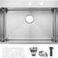 Comllen 28 Inch Drop in Kitchen Sink,28x18 Inch Top Mount 18 Gauge Stainless Steel Deep Kitchen Sinks,Brushed Nickel Single Bowl RV Laundry Utility Sink