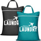 2 Pcs Large Travel Laundry Bag - Washable Waterproof Wet Bag for Dirty Clothes, Swimsuit, Workout, Gym, Swimming Pool, Yoga, College Dorm (Black+Blue)