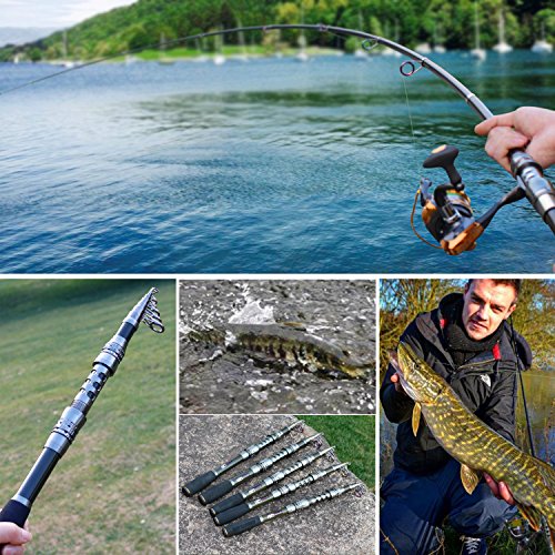 Telescopic Fishing Rod Carbon Fiber Travel Portable Spinning Fishing Pole for Boat Saltwater and Freshwater Fishing